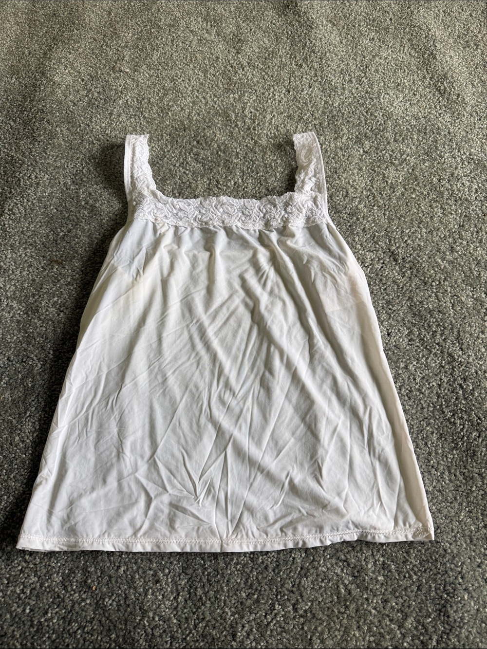 Vanity Fair White Lace-Trim Tank Top